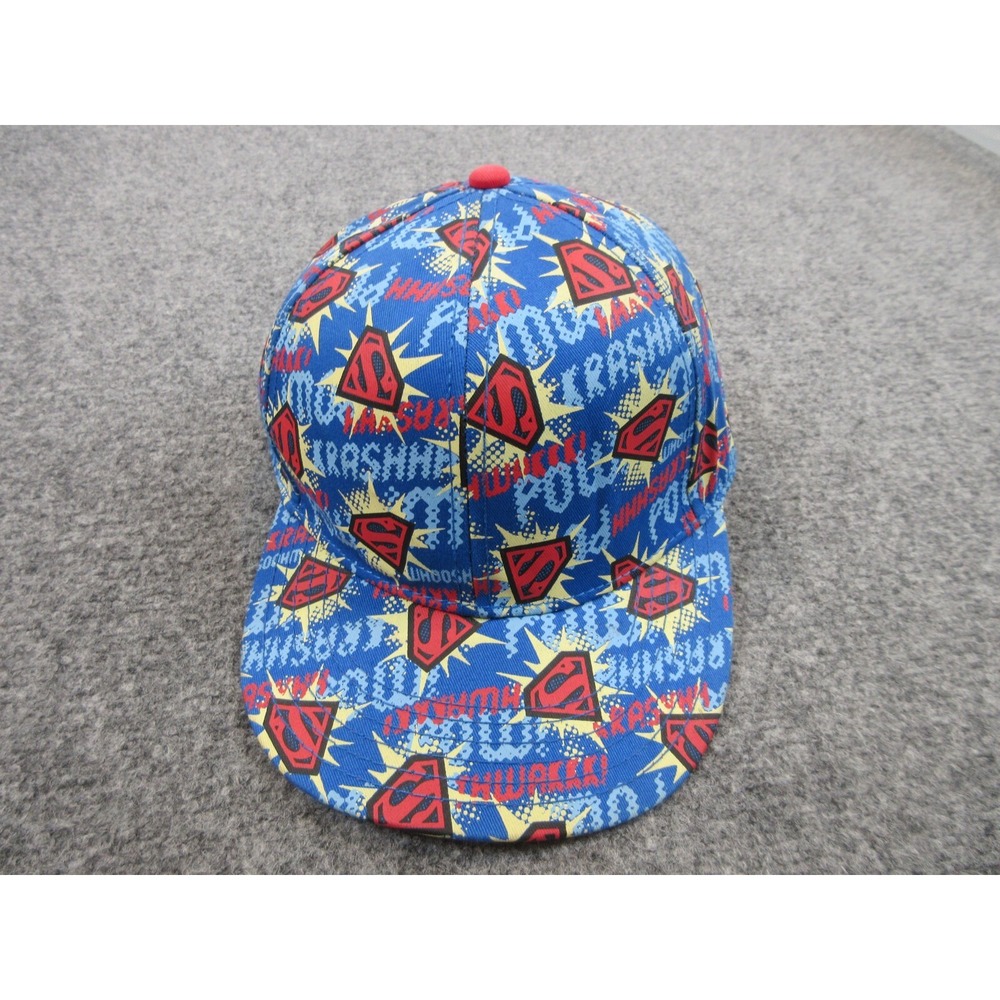 Superman Hat Cap Snap Back One Size Blue Allover Logo DC Comics Mens Cartoon